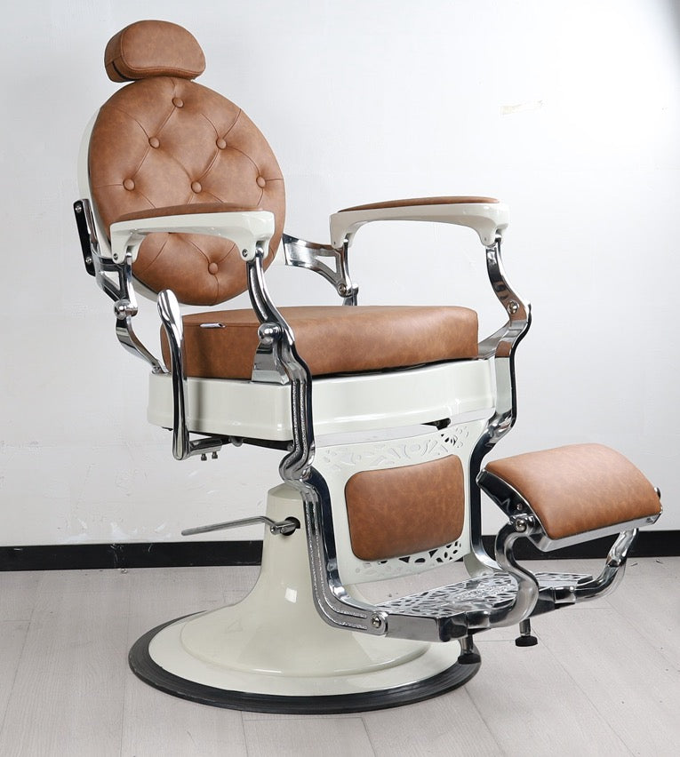 Antique Barber Chair (white silver) – Milo Salon Equipments