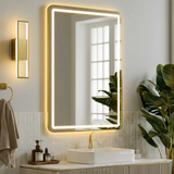 Rectangular LED Salon Mirror 39' x 28') – Gold Frame