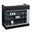 Glass Reception Desk with Display Shelves