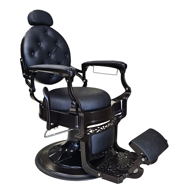 Ares Barber Chairs (brwon metal & black leather)