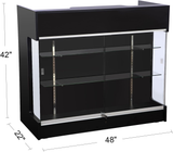 Glass Reception Desk with Display Shelves