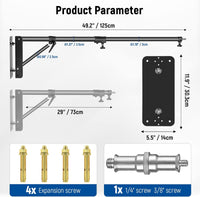 Wall Mounting Triangle Boom Arm, Support 180 Degree Rotation(Black)