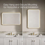 Rectangular LED Salon Mirror 39' x 28') – Gold Frame