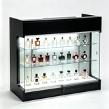 Glass Reception Desk with Display Shelves