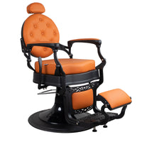 Antique Barber Chair (black metal) (color of leather is customized)