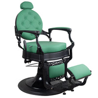 Antique Barber Chair (black metal) (color of leather is customized)