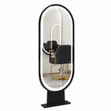 Miroir de coiffure LED double face – Cadre en métal noir