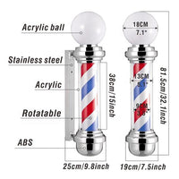 Chrome Plated Water Proof Rotating LED Barber Shop Pole 32' #5