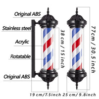 Chrome Plated Water Proof Rotating LED Barber Shop Pole 30.5' #8